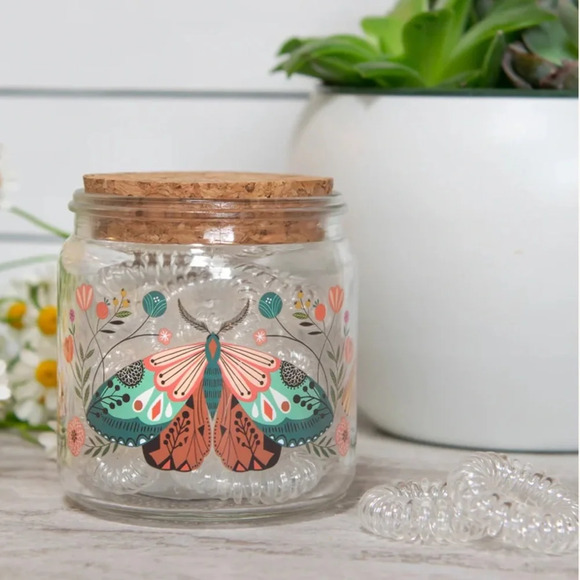Floral moth decorative jar with spiral hair ties, Studio Oh!, gift, butterfly - Picture 2 of 8